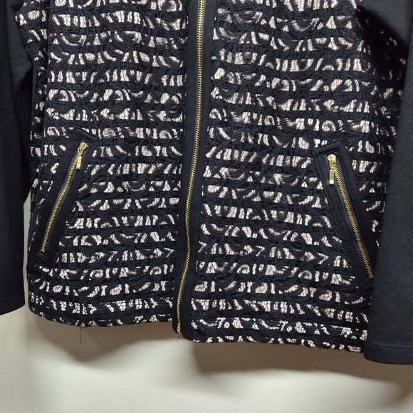 Chico's Zenergy Lace Jacket Women Size 3 (XL) Black Pink Full Zip Fall Casual - Picture 5 of 11